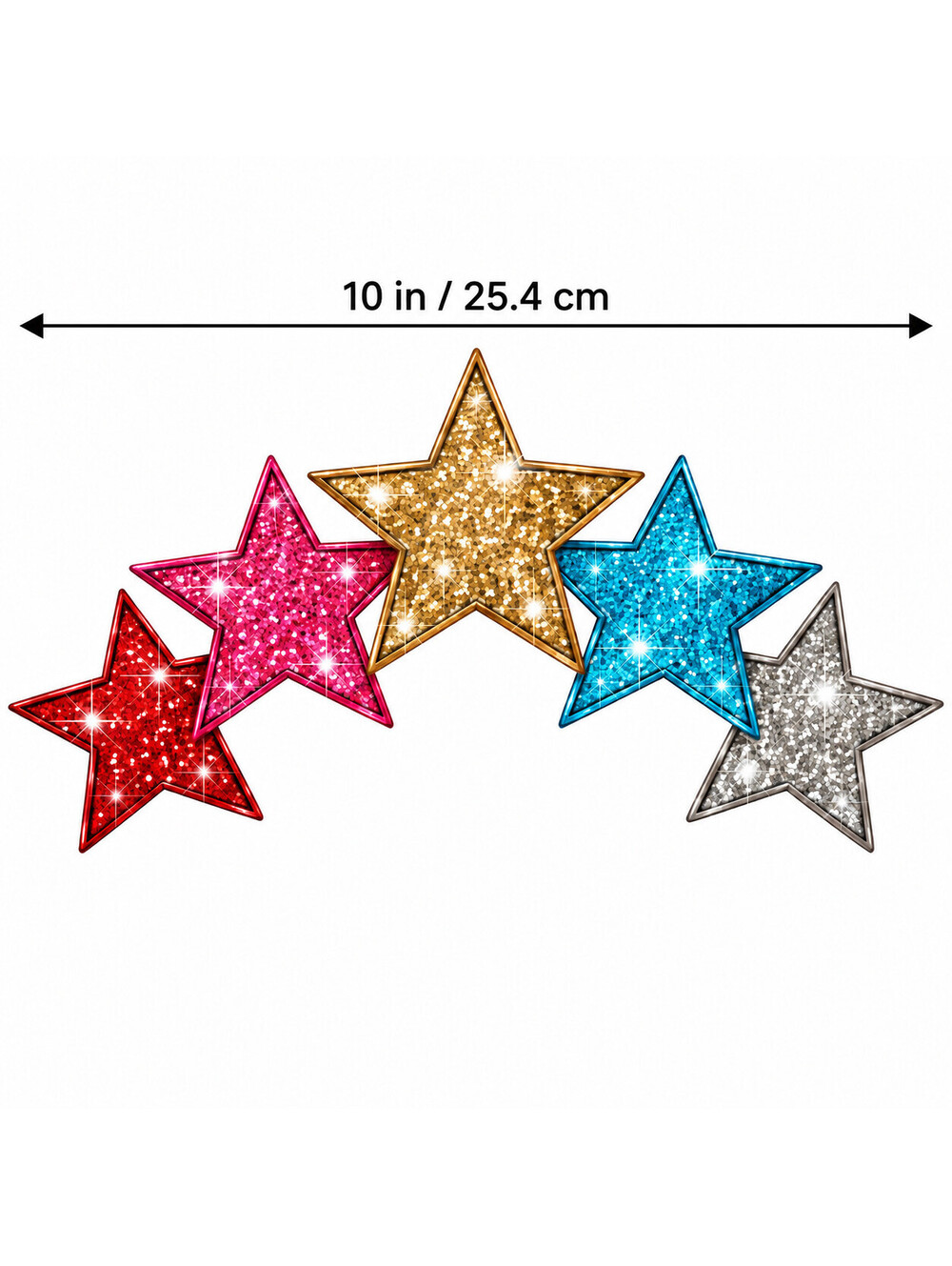 4PCS 10in Colorful Glitter Star DTF Heat Transfers
